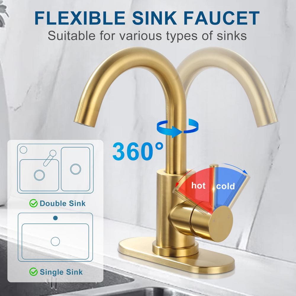 Brushed Gold Stainless Steel Single Handle Bar Faucet