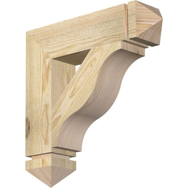 Ekena Millwork 4 in. x 18 in. x 18 in. Douglas Fir Funston Arts and Crafts Rough Sawn Bracket