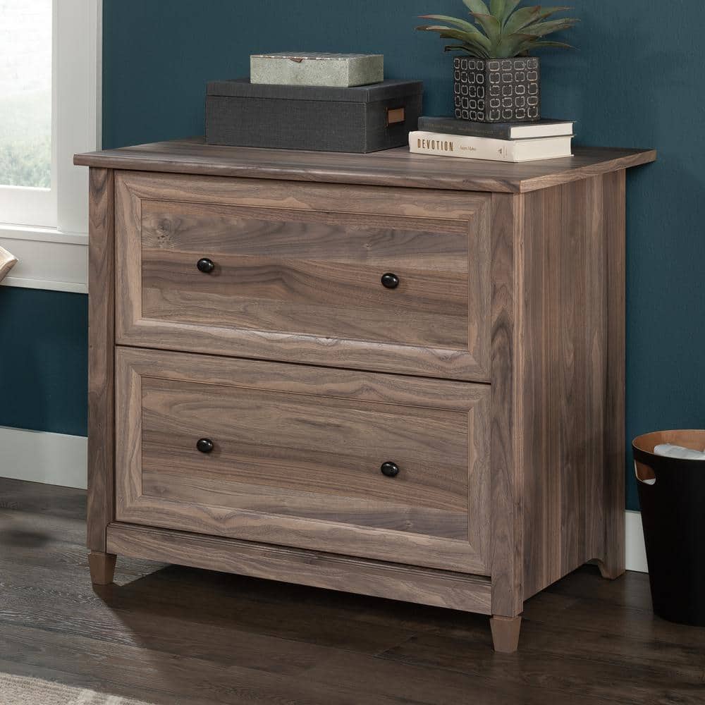 Washed Walnut 2-Drawer Lateral File Cabinet with Metal Hardware