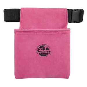 1-Pocket Nail and Tool Pouch with Pink Suede Leather Belt