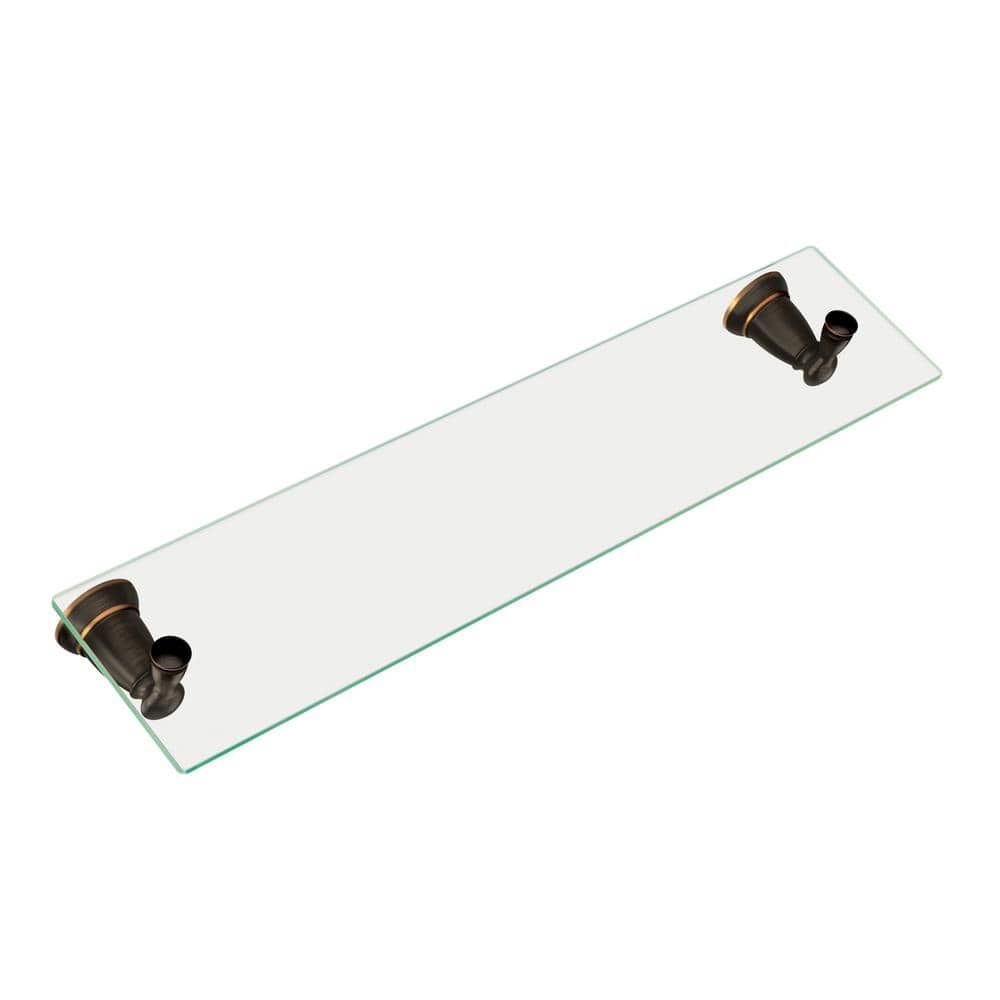 Mediterranean Bronze Wall-Mount Clear Glass Bathroom Shelf