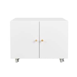 White 17.72 in H x 23.62 in W x 23.62 in D Metal Steel Mobile File Cabinet Print the Cabinet