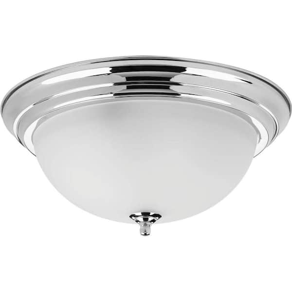 Progress Lighting Dome Glass Collection 3-Light Polished Chrome Flush Mount with Etched Glass