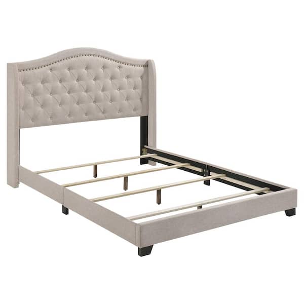 Coaster Sonoma Beige Wood Frame Queen Panel Bed with Nail head Trim