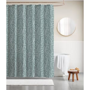72 in. x 72 in. Polyester Canvas Shower Curtain in Maze Teal