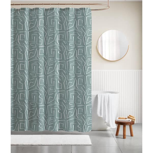 DESIGN STUDIO 72 in. x 72 in. Polyester Canvas Shower Curtain in Maze Teal