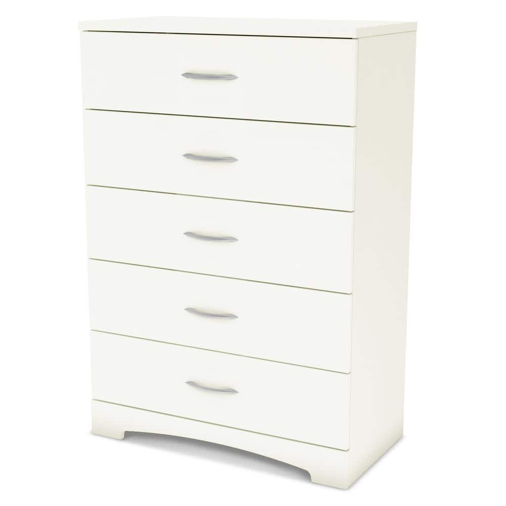 Pure White Laminated Particle Board 5-Drawer Nursery Dresser