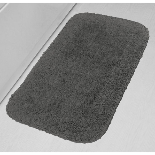 Home Weavers Inc Double Ruffle Gray Cotton 3-Piece Bath Rug Set, Grey