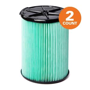 HEPA Material Pleated Paper Wet/Dry Vac Cartridge Filter for Most 5 Gallon and Larger RIDGID Shop Vacuums (2-Pack)