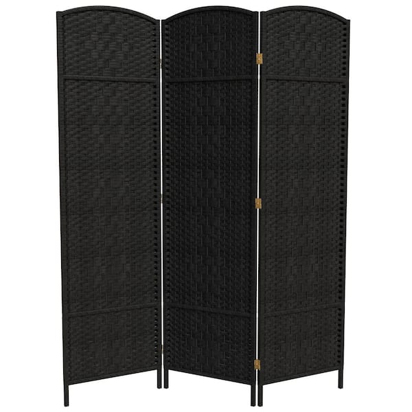 Oriental Furniture 6 ft. Black 3-Panel Room Divider