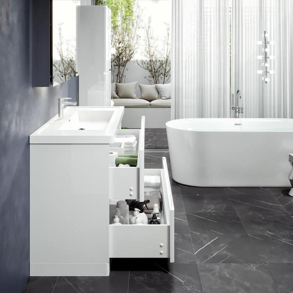 Glazzy 47 in. Single Sink White Bath Vanity with White Acrylic Top (Assembled)