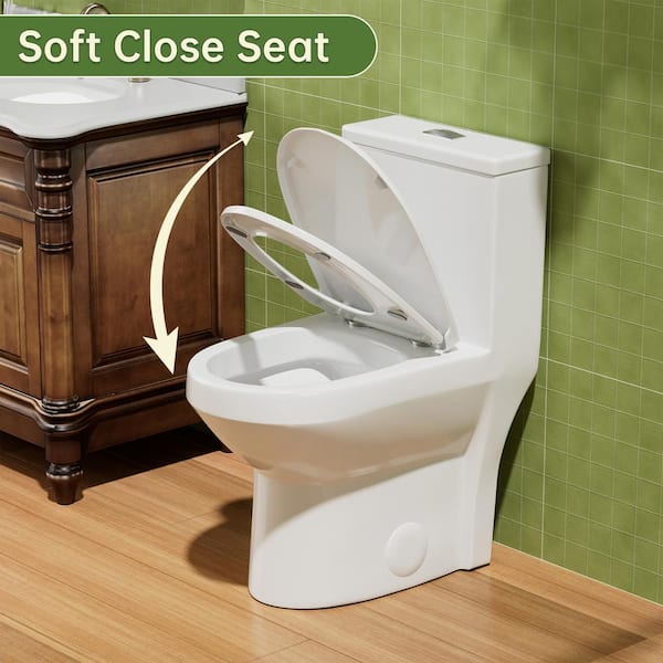 Simple Project 1-Piece 0.8/1.28 GPF Dual Flush Round Compact Toilet in  White, Seat Included HD-US-OT-6-02 - The Home Depot
