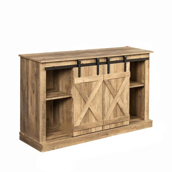 ATHMILE 65 in. Oak Standard Rectangle Wood Console Table