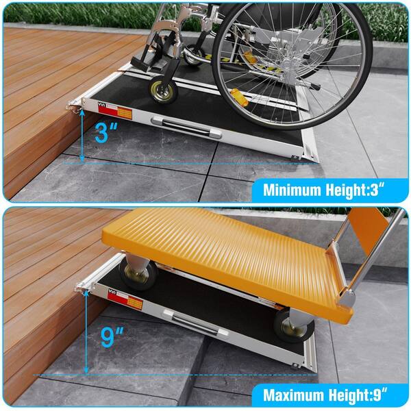 Angel Sar - 3 ft. Portable Wheelchair Ramp, Non-Slip Aluminum Folding Handicap Ramp for Steps, Doorways, Curbs and Stairs