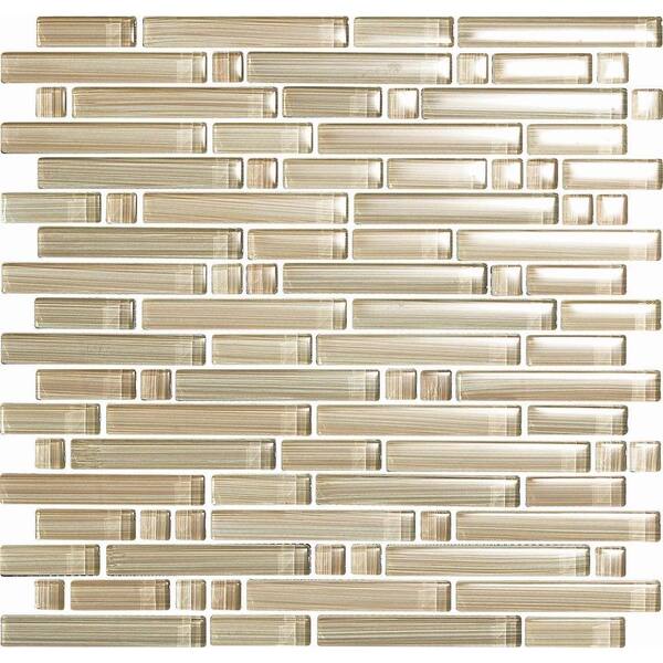 Epoch Architectural Surfaces Brushstrokes Chiarro S Strips Mosaic Glass Mesh Mounted - 2 in. x 12 in. Tile Sample