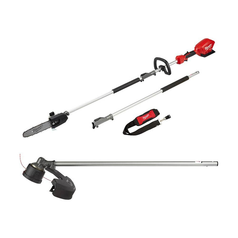 M18 FUEL 10 in. 18V Lithium-Ion Brushless Electric Cordless Pole Saw w/M18 QUIK-LOK 16 in. String Trimmer Attachment -  Milwaukee, 2825-20PS-2717