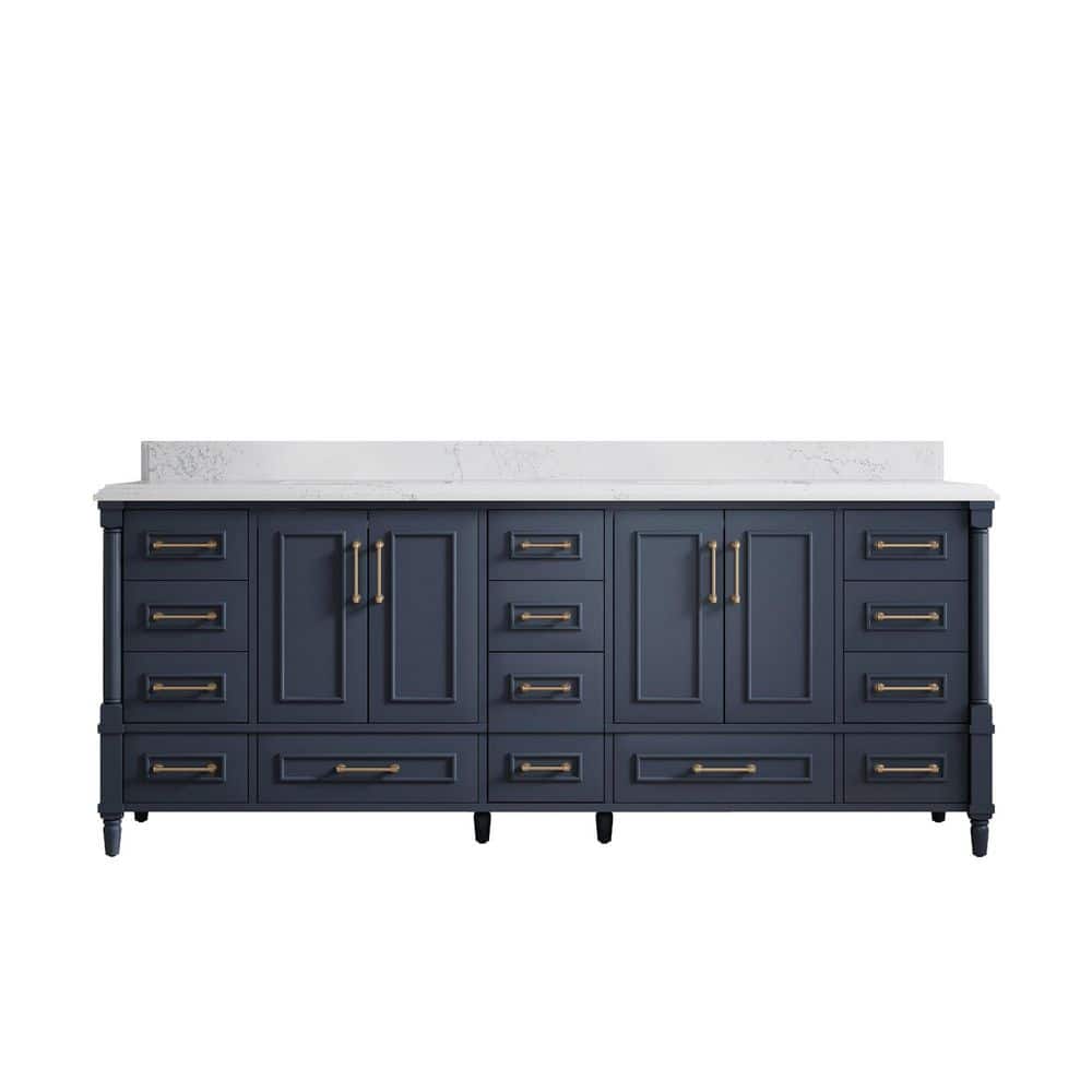 Hudson 84 in. W x 22 in. D x 36 in. H Double Sink Bath Vanity in Hale Blue with Cove Edge Empira Quartz Top price history on PriceWatchPro