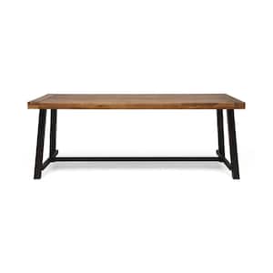 Outdoor Acacia Wood Top Dining Table and Metal Frame