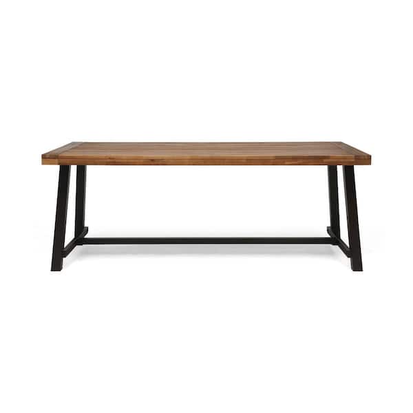 Unbranded Outdoor Acacia Wood Top Dining Table and Metal Frame