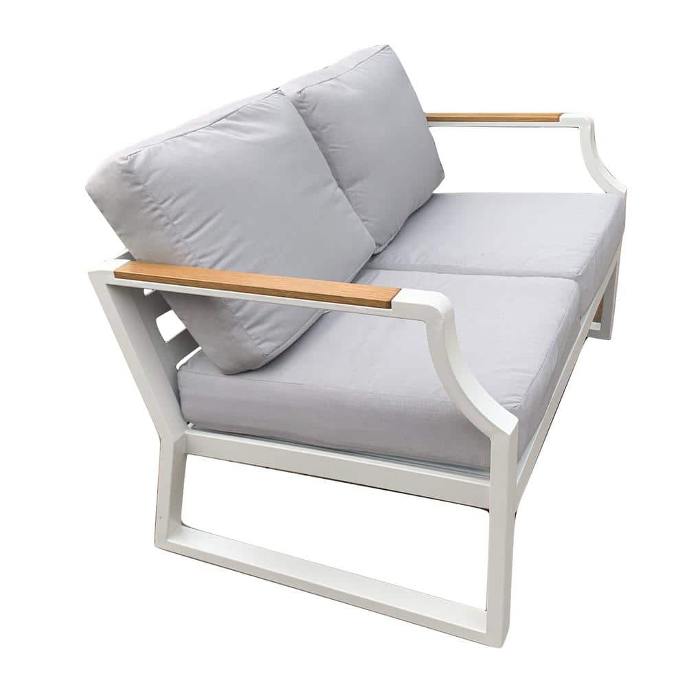 Elves Aluminum White Outdoor Patio Loveseat Sofa With Gray Cushions price history on PriceWatchPro