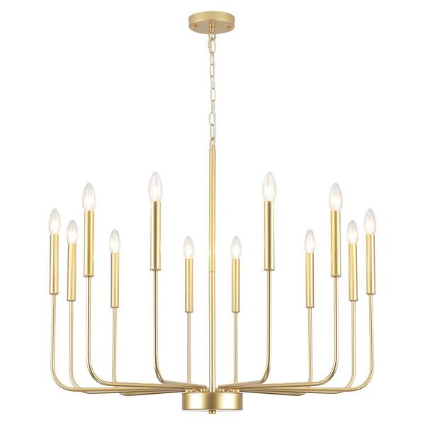 LWYTJO Tirath 32.1in. 12 Light Gold Candle Kitchen Island Classic ...