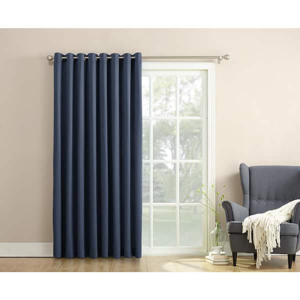 Sun Zero Navy Solid Grommet Room, Patio Door Curtains Home Depot