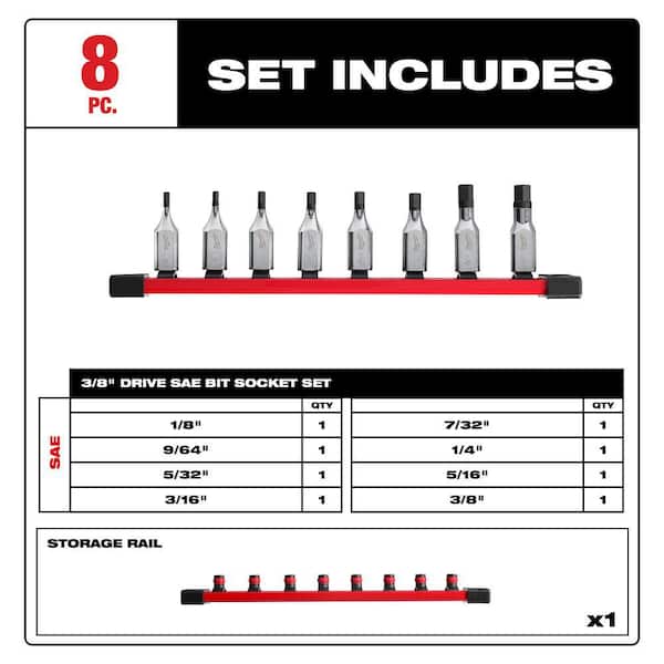 3/8 in. Drive SAE Hex Bit Socket Set (8-Piece)