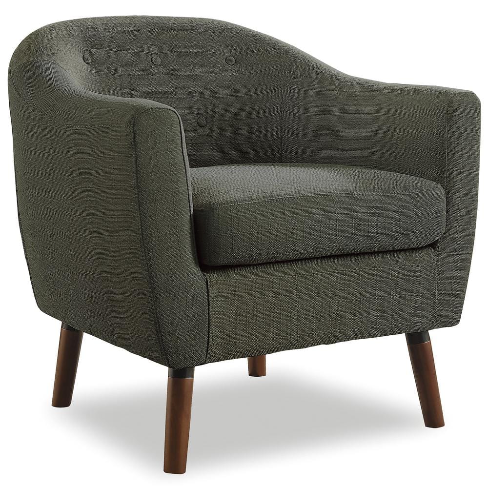 Lhasa Gray Textured Upholstery Barrel Back Accent Chair