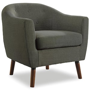 Lhasa Gray Textured Upholstery Barrel Back Accent Chair