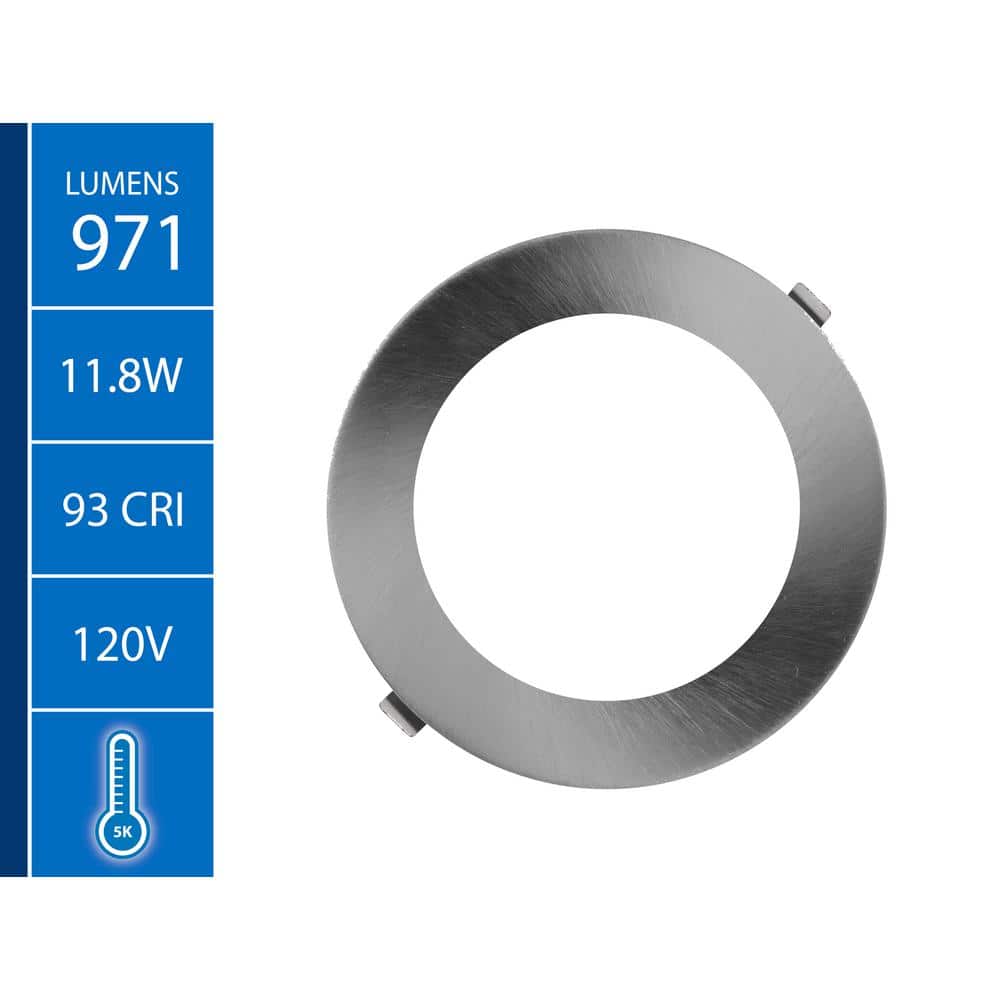 6'' Nickel Round Dimmable LED Recessed Downlight Kit