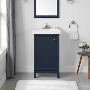 Norris 20 in. W x 16 in. D Bath Vanity in Midnight Blue with Ceramic Vanity top in White with White Basin