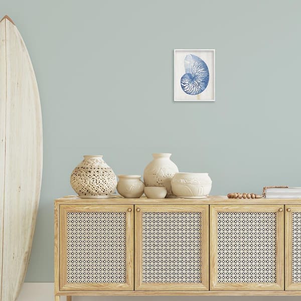 Blue Nautilus Shell by Susan Arnot White Framed Animal Giclee Art Print 14 in. x 11 in.