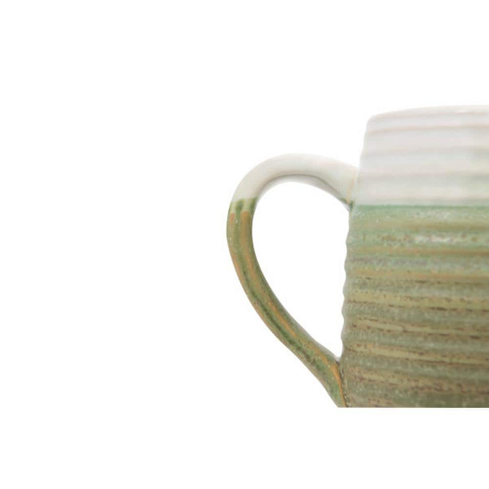 Large Multicolor Ceramic Ribbed Mugs Set of 4