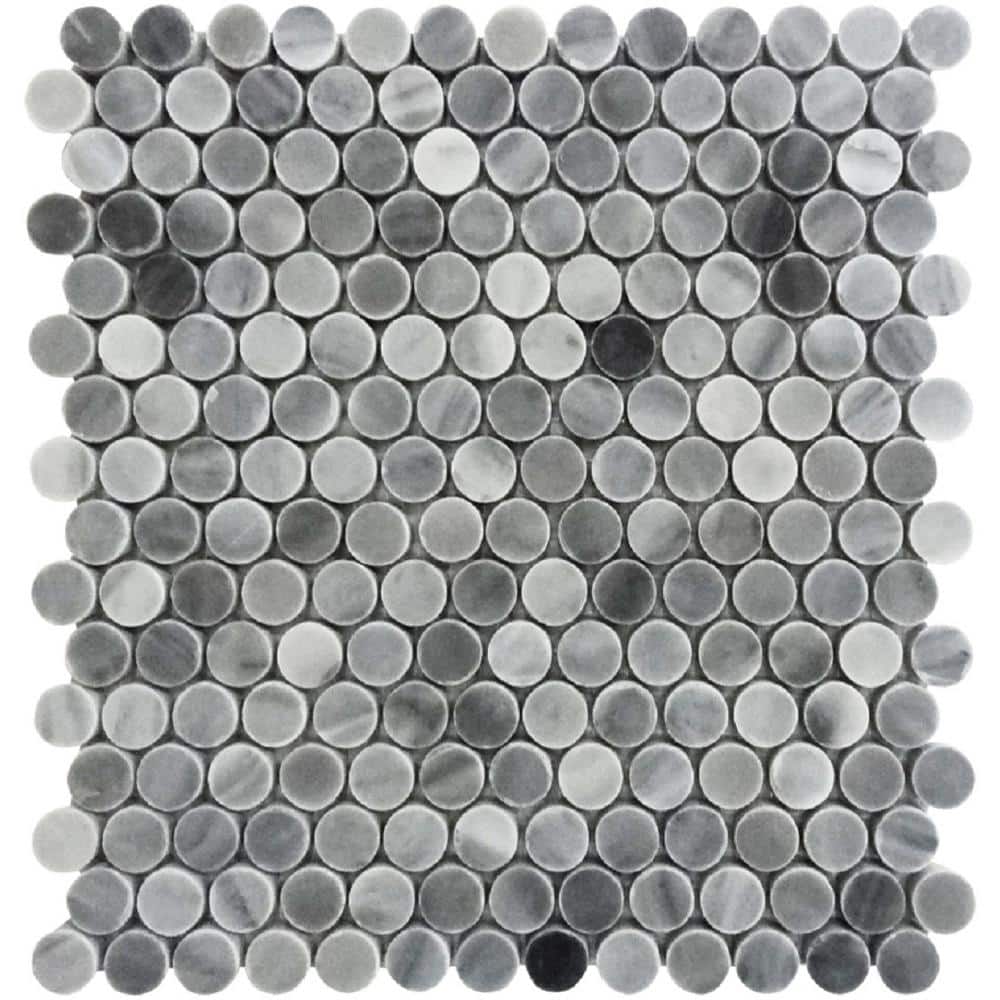 Gray and White 4 in. x 5 in. Penny Round Polished Marble Mosaic Tile Sample (0.13 sq. ft./Piece) price history on PriceWatchPro