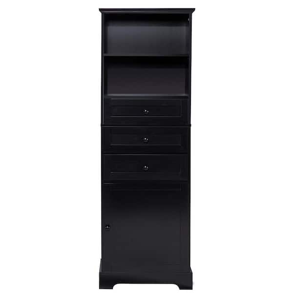 JimsMaison 22 in. W x 10 in. D x 63 in. H Black Linen Cabinet