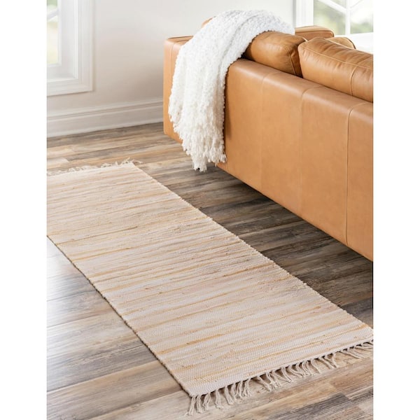 Chindi Cotton Striped Beige 3 ft. x 8 ft. Runner Rug