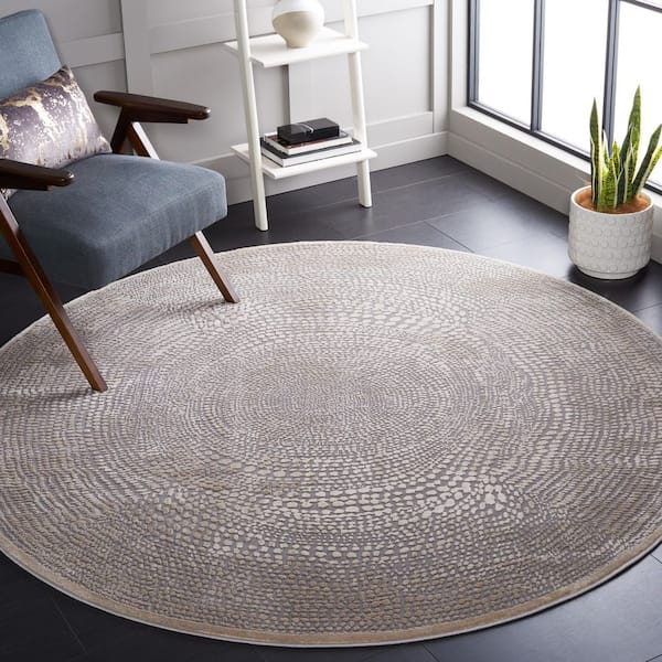 Meadow 5 ft. x 5 ft. Ivory/Gray Abstract Round Rug