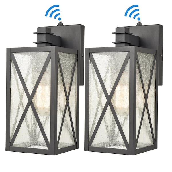 CLAXY 41 in. Black Outdoor Hardwired Lantern Wall Sconce with No Bulbs Included