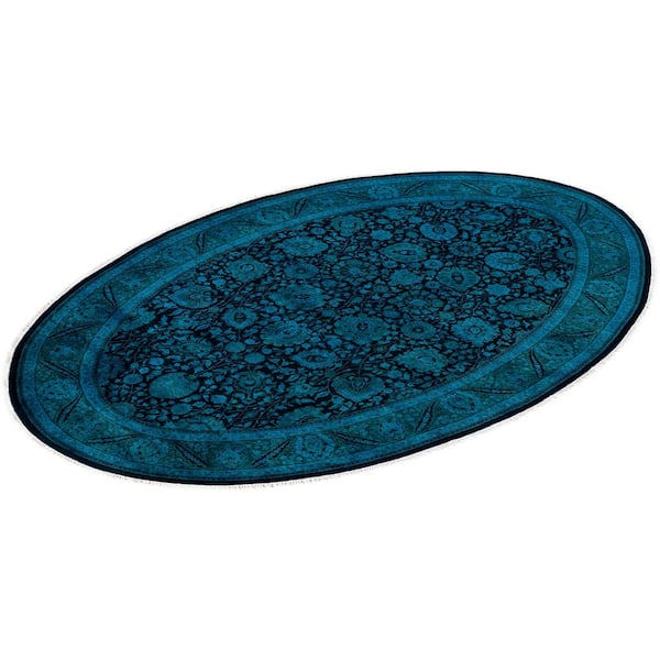 Overdyed Blue 6 ft 1 in x 9 ft 1 in Wool Indoor Area Rug