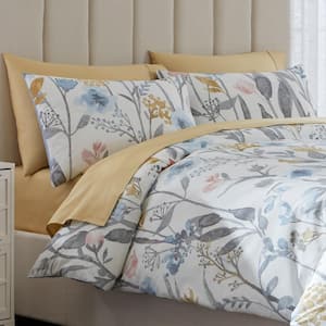 Purcell Washed Denim Botanical Duvet Cover Set