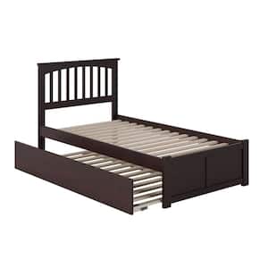 Mission Espresso Twin Platform Bed with Flat Panel Foot Board and Twin Size Urban Trundle Bed