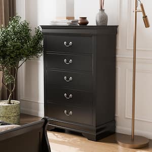 Burkhart Black 5-Drawer 31.5 in. Wide Chest of Drawers