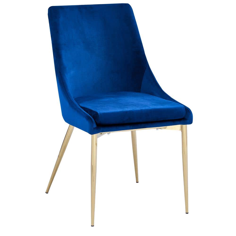 Best Master Furniture Taylor Blue Side Chairs with Gold Legs (Set of 2