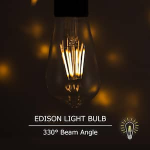 60-Watt Equivalent ST58 E26 Edison LED Light Bulb, 2700K Warm White Vintage Bulbs for Pendant Light (4-Pack)