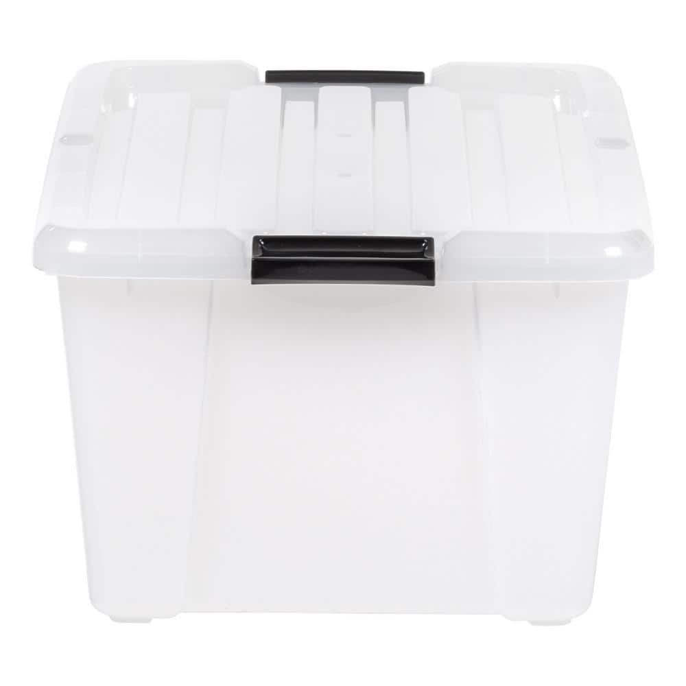 Clear Stackable Plastic Storage Bins with Latching Lids, 45 Qt, Set of 4