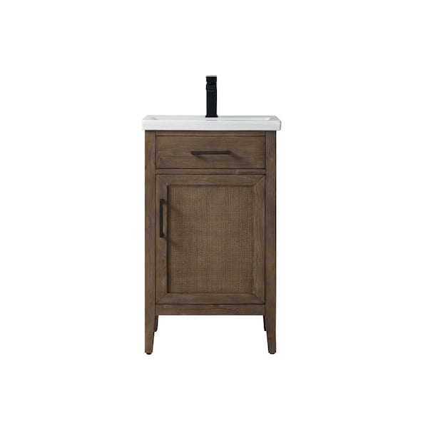 Cove 20 in. W Bath Vanity in Antique Brown with Ceramic Vanity Top in White with White Sink