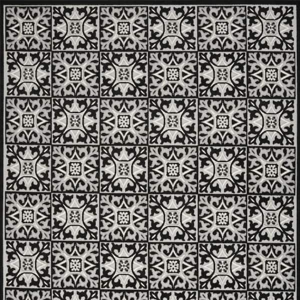 Black, White 5 ft. x 8 ft. Woven Polypropylene Rectangle Indoor/Outdoor Area Rug
