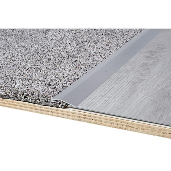 2 in. x 36 in. Brushed Silver Aluminum Carpet Trim w/ Screw Nails