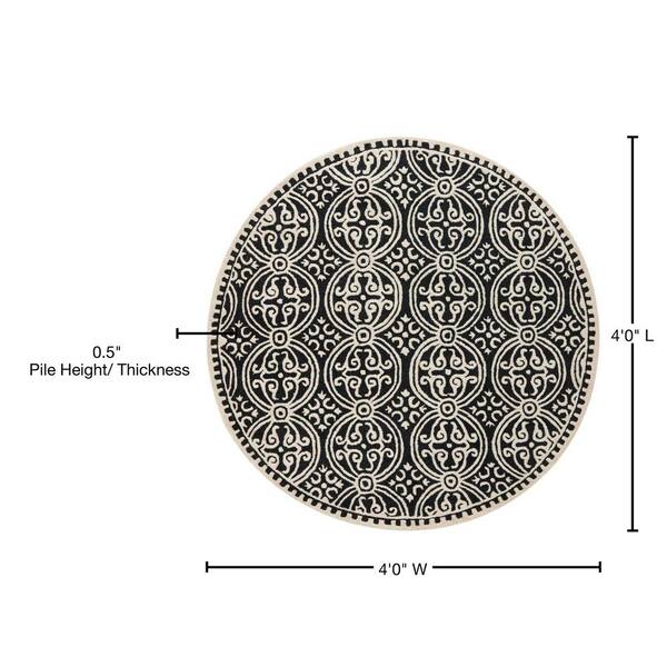SAFAVIEH - Cambridge Black/Ivory 4 ft. x 4 ft. Round Medallion Geometric Area Rug