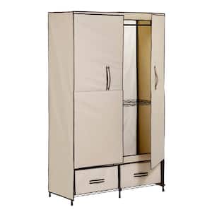 Color : Brown MXYMX Closet Portable Wardrobe Storage Organizer with Shelves 